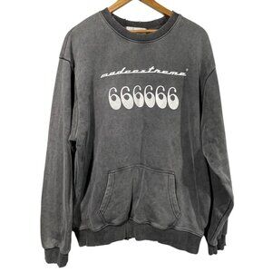 Made Extreme Mens "666" Graphic Sweatshirt Sz XL Distressed Sun Faded Black